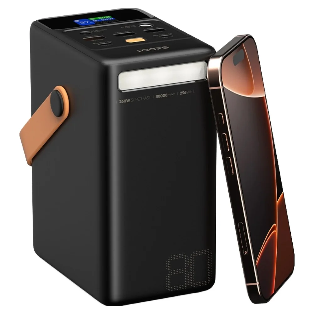 프롭스 260W PPS 초고속 충전 보조배터리 80000mAh, 블랙,