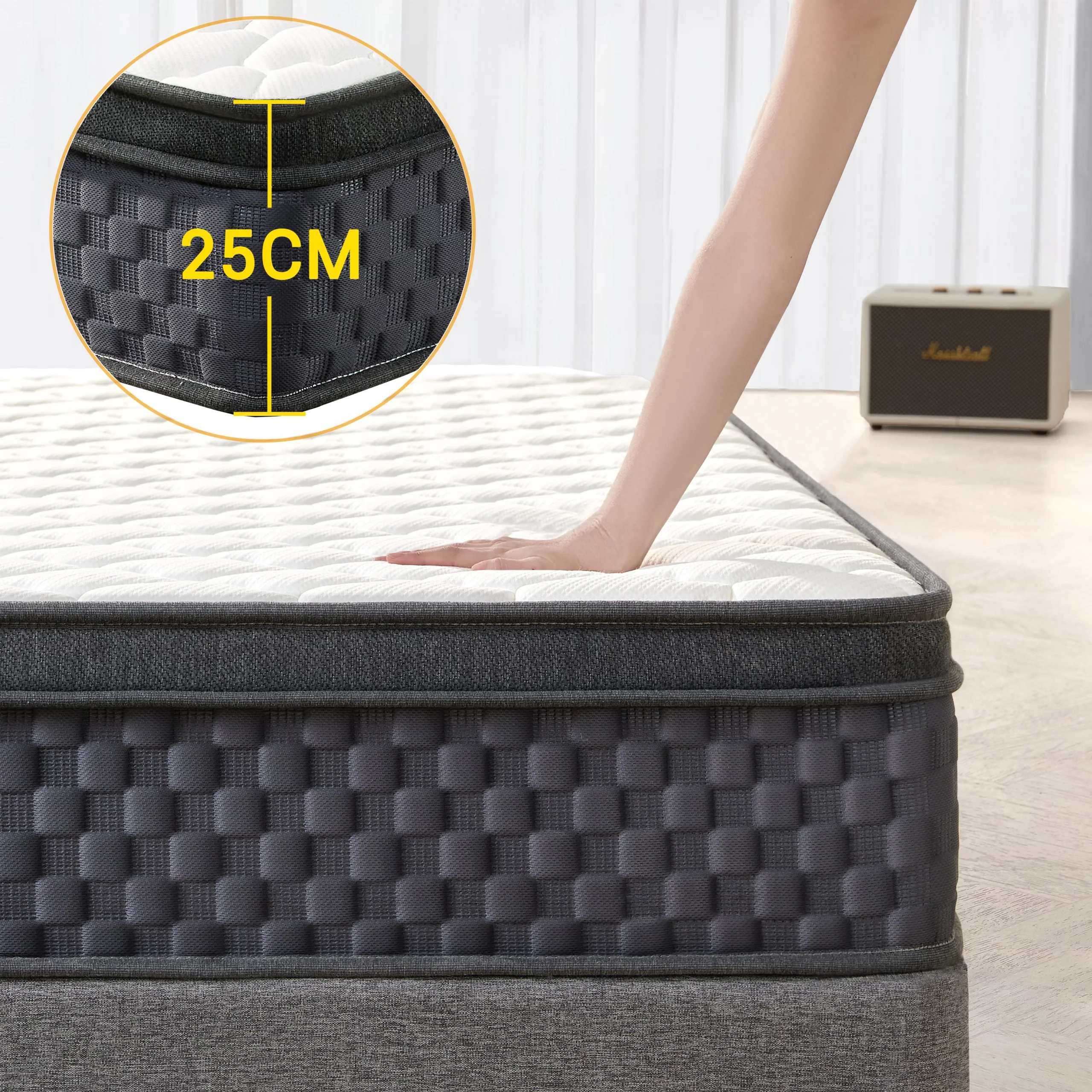 KURUA 침대 매트리스 독립스프링 매트리스, 25cm, 중간