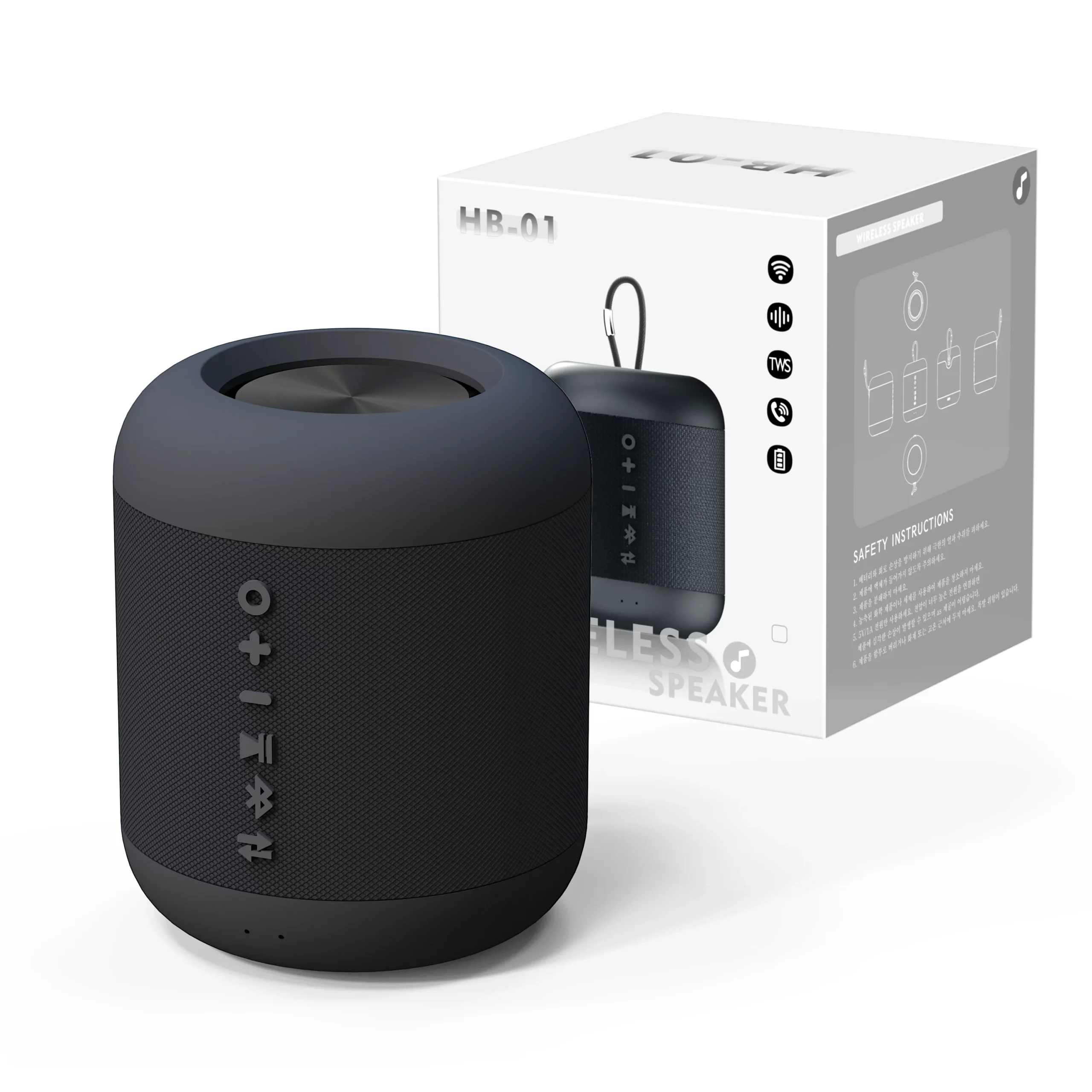 비파노 휴대용 생활방수 TWS 블루투스 스피커, 블랙