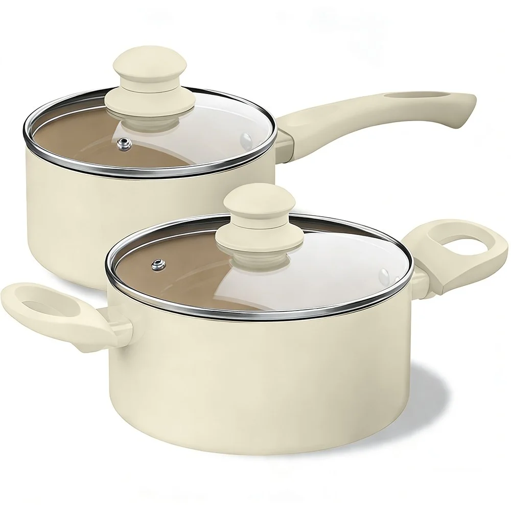OYEAH 알루미늄 합금 세라믹 냄비 2종 세트, 베이지, 2종세트, 1