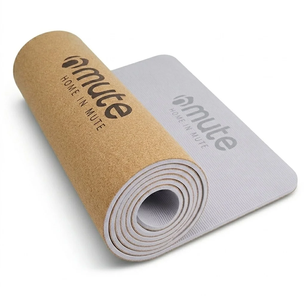 뮤트 요가매트 TPE 천연 코르크 두꺼운 미끄럼방지 필라테스매트, 그레이
