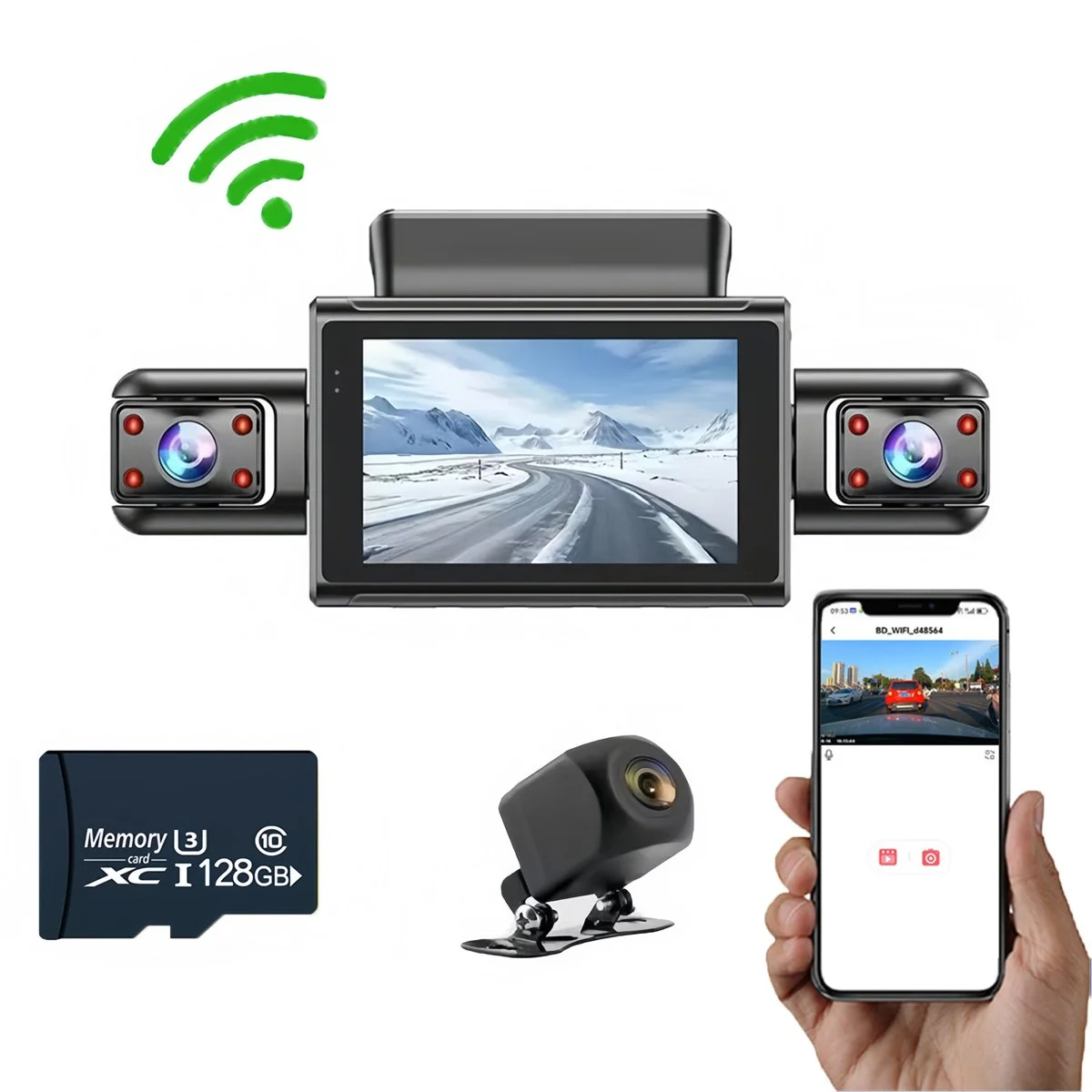 4채널 128G 고화질1080p 블랙박스 스마트폰 연결와이파이 자체설치