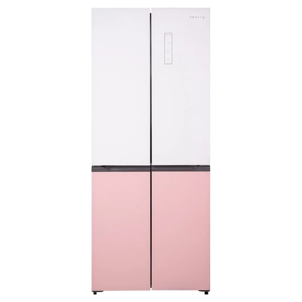 쿠잉전자 글램 글라스 대용량 418L 양문형 4도어 냉장고 방문설치, M