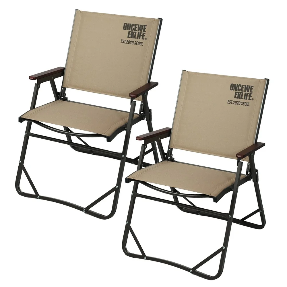 원스위크라이프 컴피 폴딩 체어 L, 2개, 베이지
