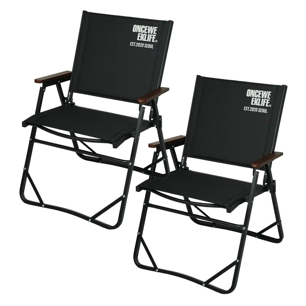 원스위크라이프 컴피 폴딩 체어 L, 2개, 블랙