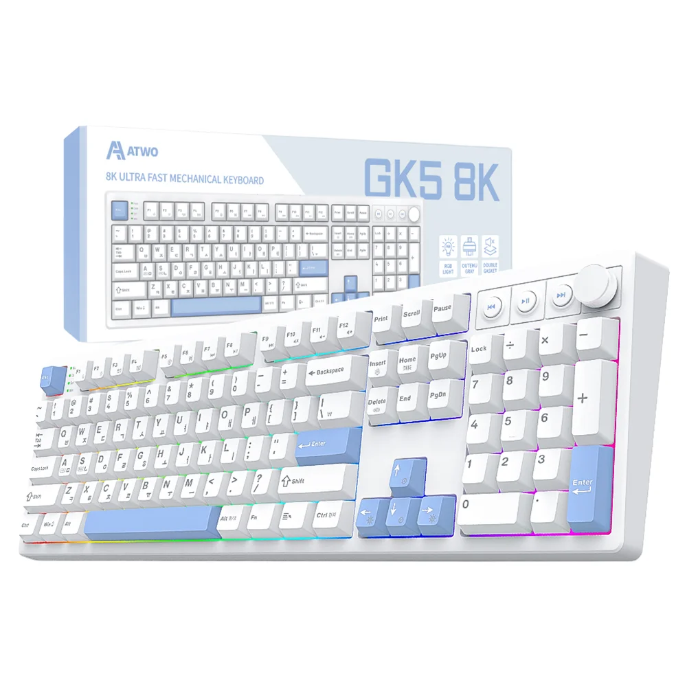 에이투 풀배열 게이밍 유선 키보드 오테뮤 그레이축, 화이트스카이, GK5