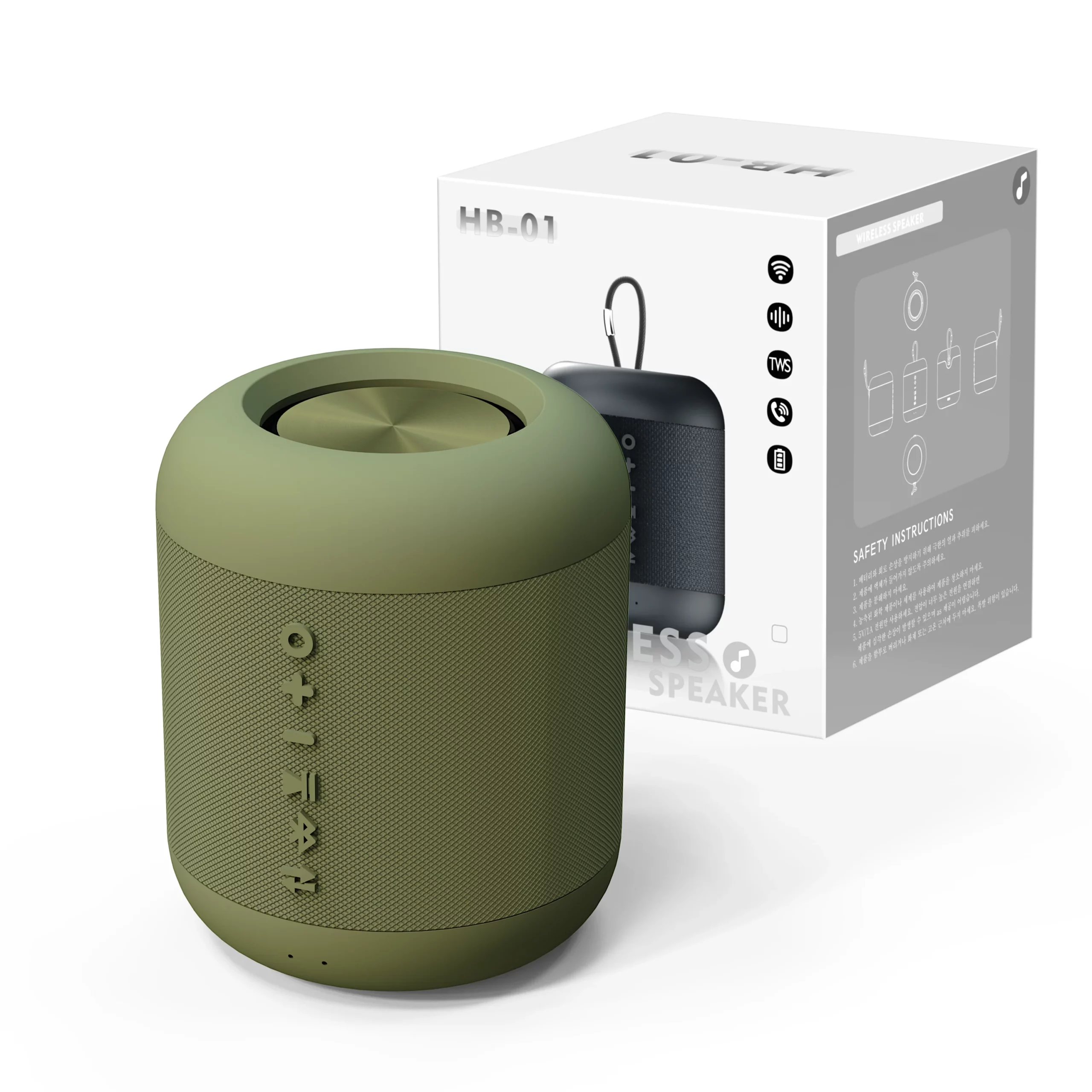 비파노 휴대용 생활방수 TWS 블루투스 스피커, 카키