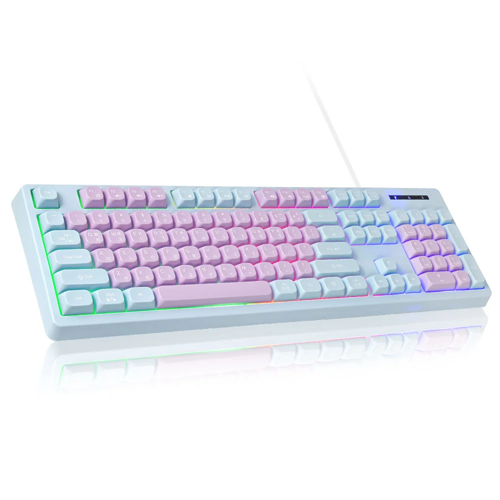 저소음 풀배열 멤브레인 104키 키보드, 젤라토축, CQ104, 자주색