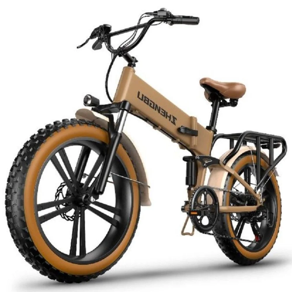 Bacicle 자토바이 전기자전거 팻바이크 48V 접이식 전동, 브라운