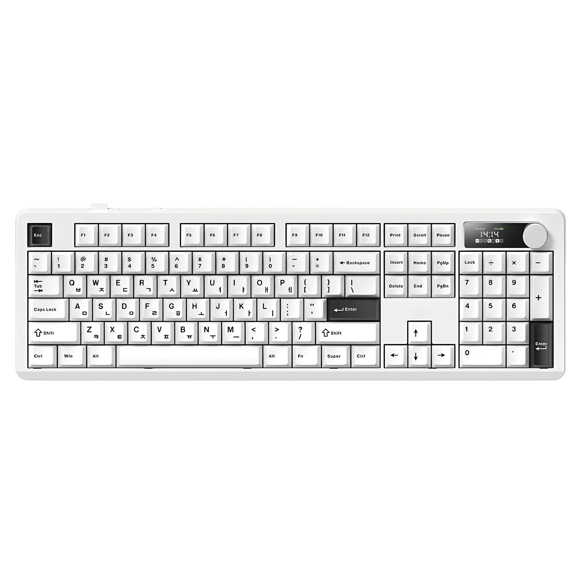 프리플로우 아콘 104키 노브 LCD 풀배열 유무선 기계식 키보드 저소음